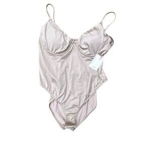 Good American Showoff Champagne One Piece Swimsuit Plus Sz 7 2X Underwire New